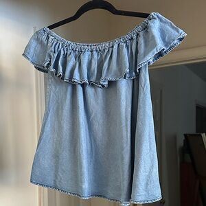 Velvet Heart Light Blue Off-Shoulder Blouse